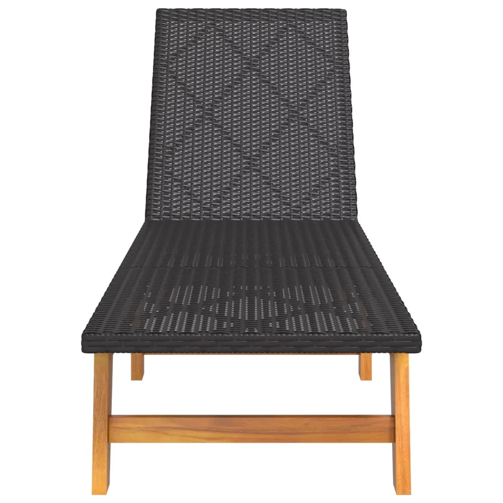 Sdraio Nero e Marrone in Polyrattan e Legno Massello di Acacia 319726