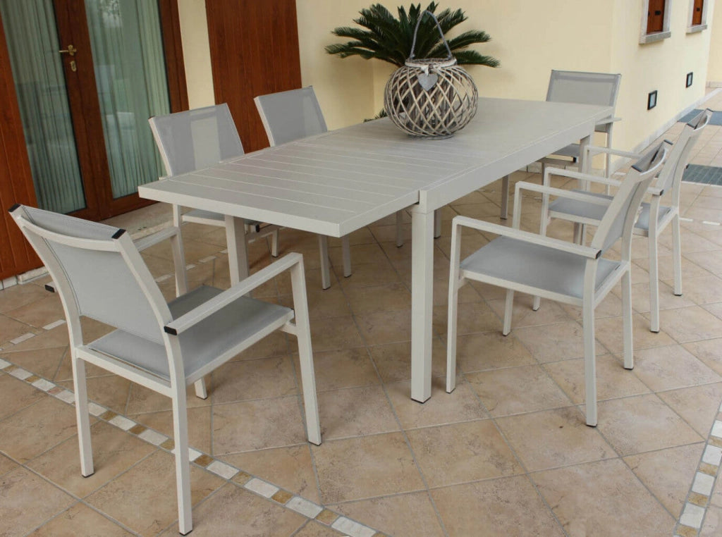 Tavolo Formentera 160/240x90x75 h cm in Alluminio Tortora