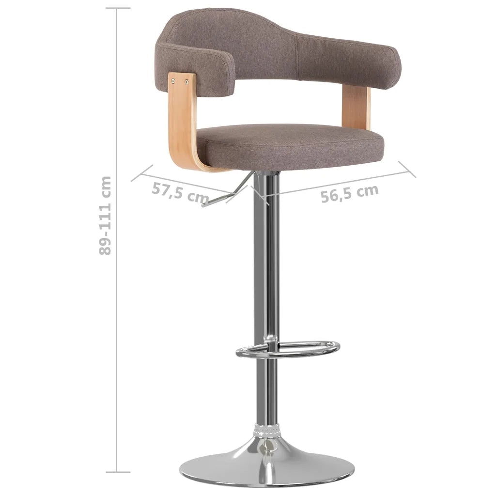 Sgabelli da Bar 2 pz Grigio Talpa in Tessuto e Legno Curvo