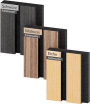Pakket di Finestra Fineer in Legno con Barriera Acustica, 9,8 x 8 x 1,9 cm, Finestre in Legno per Parete, Barriera Acustica in Vetrofibre per Trattamento Acustico e Decorazione della Parete, Eichen, Noce, Nero