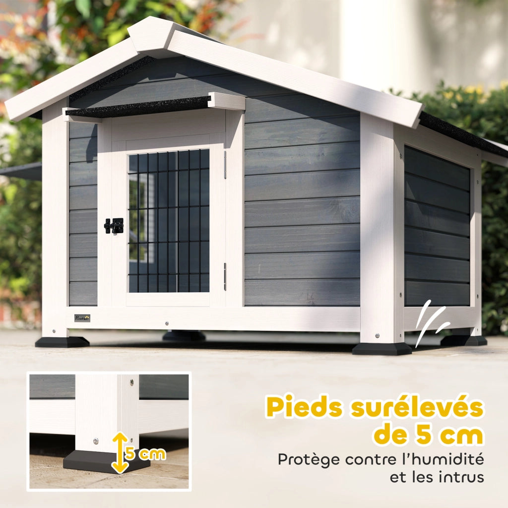 Casetta per Cane da Giardino Esterno con Tetto Impermeabile ¨C zephmum ¨C 98x76x69,5cm Grigio