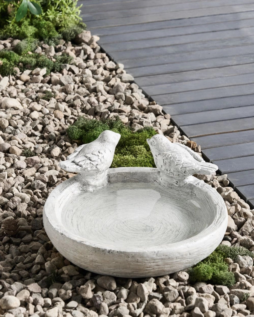 Fontana per uccelli MGO per giardino Accento decorativo all'aperto grigio