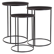 Set tavoli 3 pezzi metallo nero 29x29x46h-34x34x52h-39x39x57h cm