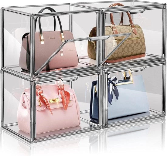 Organizzatore di tasche in plastica trasparente - Scatola di esposizione in acrilico - Cassetti staccabili - Porta oggetti con chiusura magnetica - Portafoglio clutch - Cassetta per libri e giocattoli