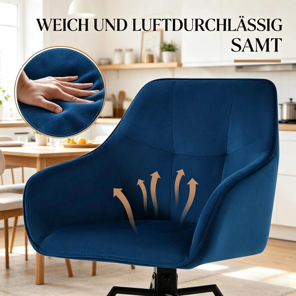 Set di 2 sedie da pranzo girevoli in velluto blu
