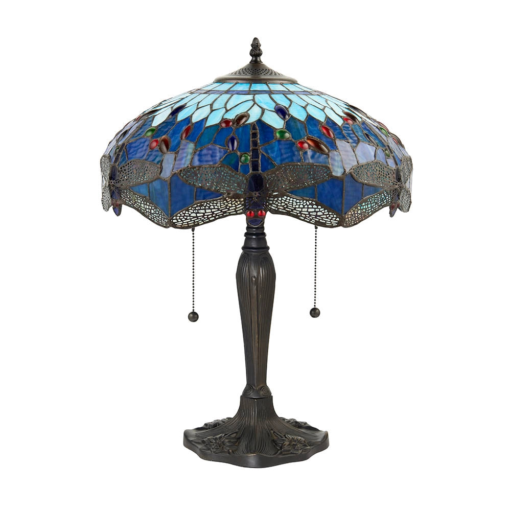 Lampada da tavolo Tiffany Dragonfly Blue vetro 2xE27