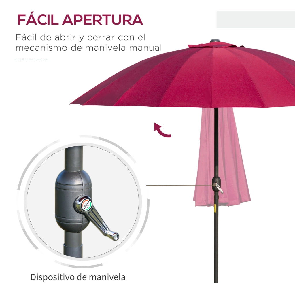 Ombrellone da Giardino con Manovella e Inclinazione ¨C zephmum ¨C Bordeaux ?250x240 cm