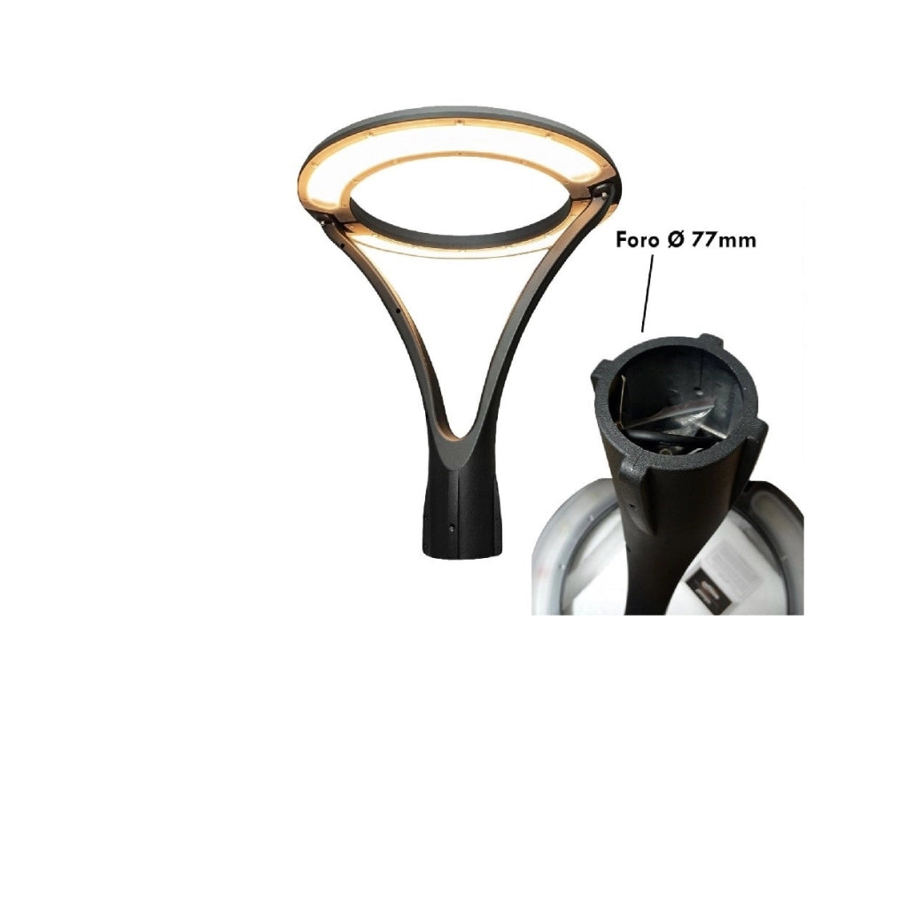 Lampione moderno LED 100W cerchio luminoso IP65 da Giardino viali a luce Calda 3000k
