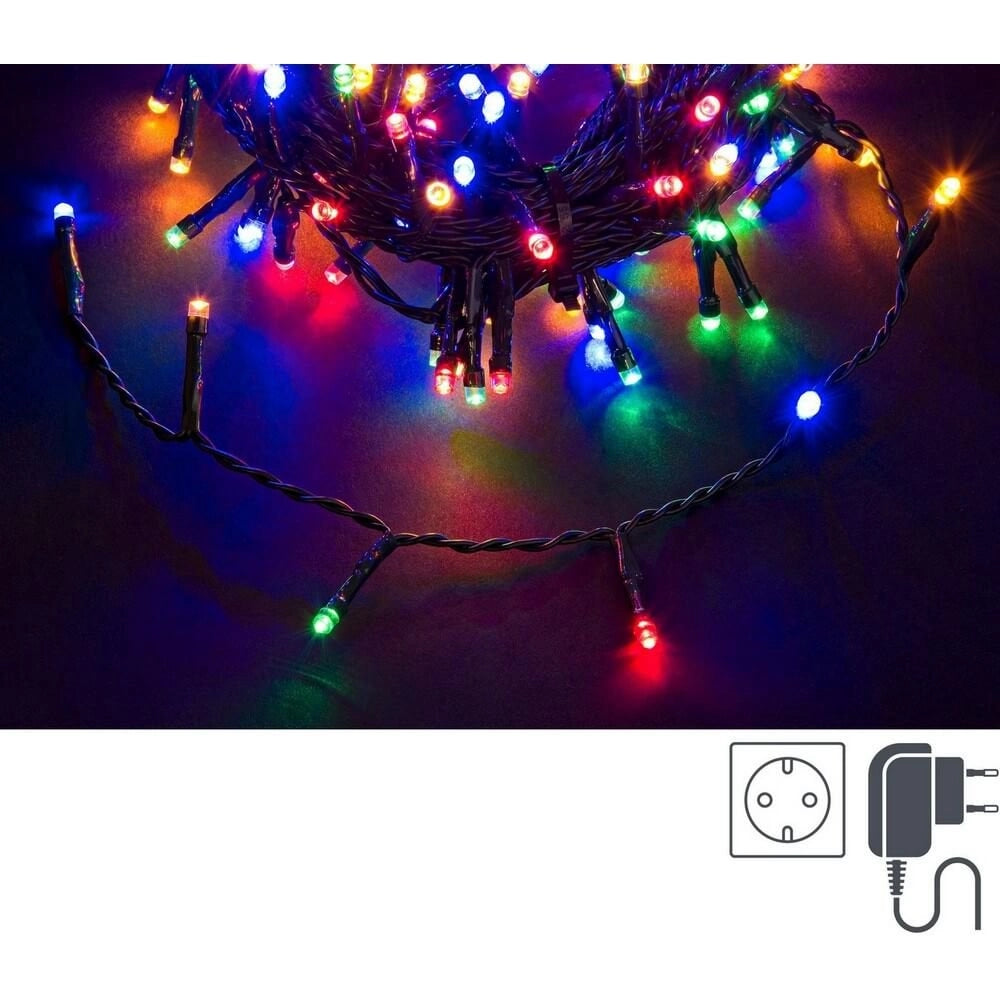 Luci Natale 180 LED Multicolore, Filo Verde 5mm, IP44 (12 Pezzi)