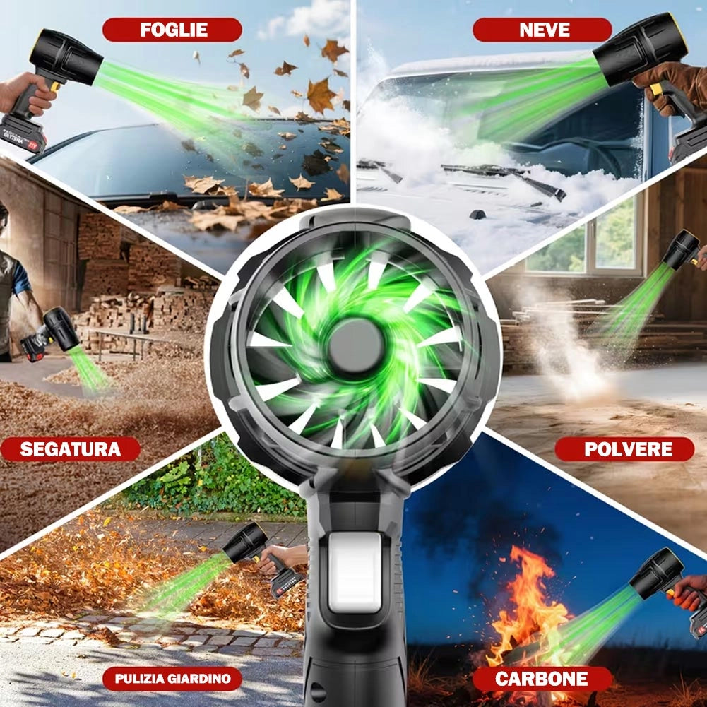 Soffiatore per Foglie Asciugatore per Auto Alta Velocità 2 Batterie e Valigetta