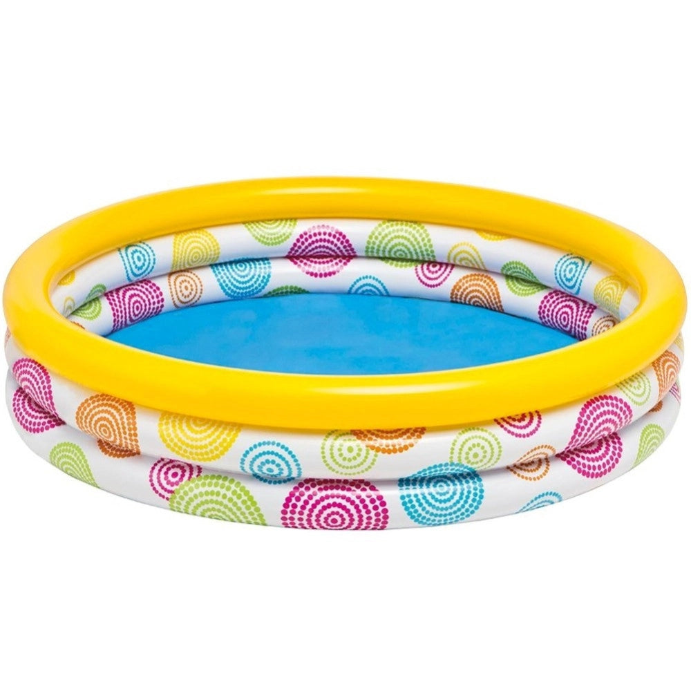 Trade Shop - Piscina Gonfiabile Per Bambini 3 Anelli 114 X 25 Cm Giardino Terrazzo 132 Lt -