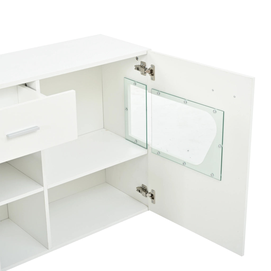 Sideboard 140x33x70 cm con luci LED in MDF bianco