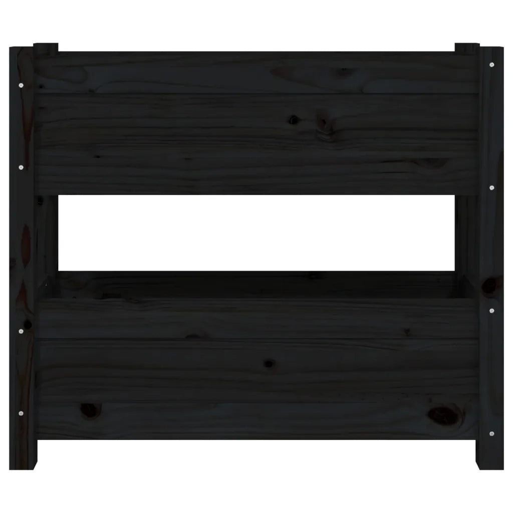 Fioriera-Vaso da Esterno-Contenitore per Piante Nera 77x25x66 cm in Legno Massello di Pino