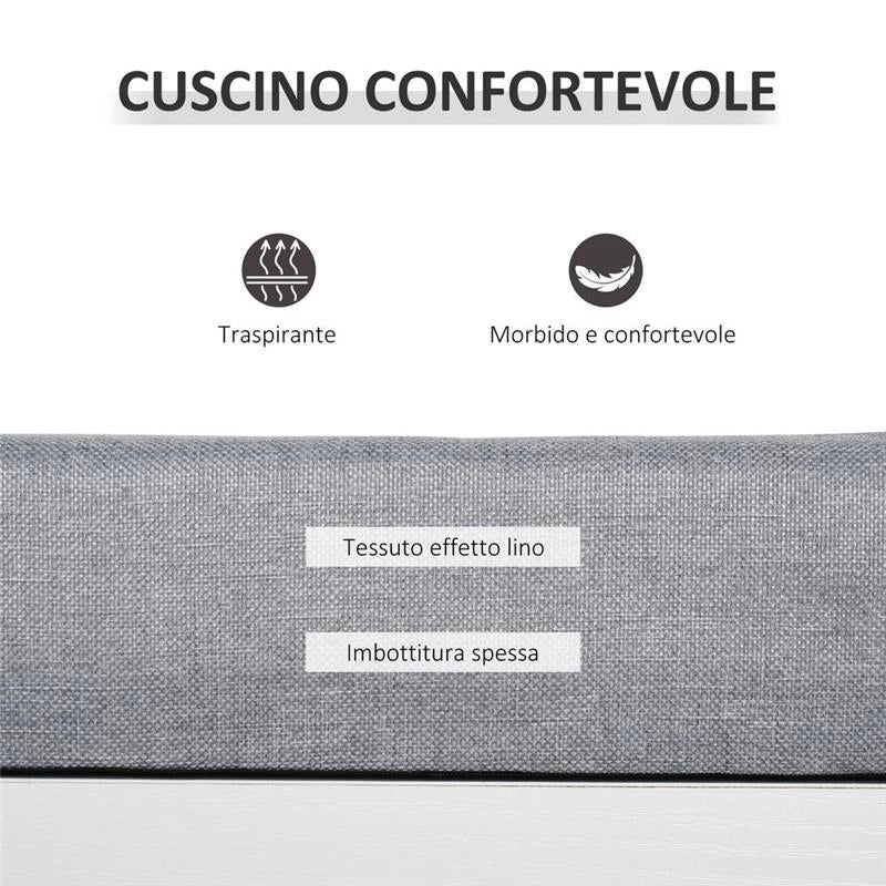 PANCA SCARPIERA CON CUSCINO CASSETTO E 3 VANI APERTI IN LEGNO 81X31.5X49CM