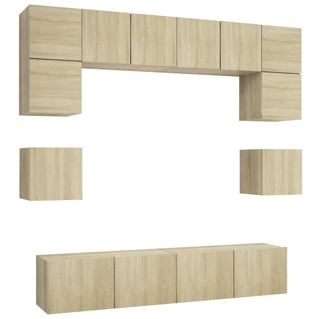 Set di Mobili TV 8 pz-Set di 8 Credenza per TV Rovere Sonoma in Legno Multistrato 814723