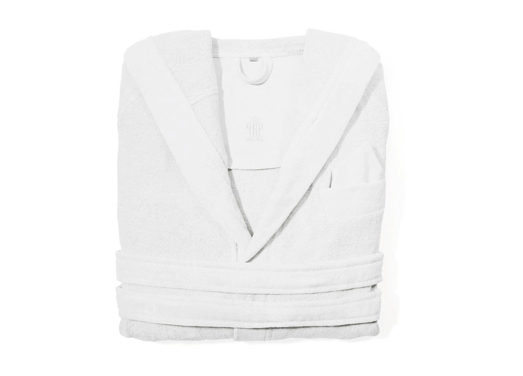 Accappatoio Con Cappuccio E Tasche In Spugna Mod. Joy Tinta Unita Bianco - S-M - Bianco