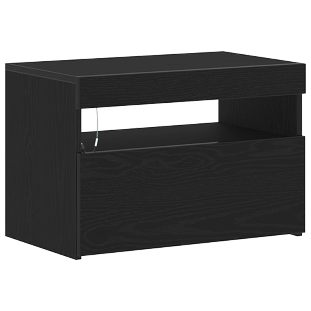 Mobile per TV  con luci LED Rovere Nero 60x35x40 cm in legno ingegnerizzato