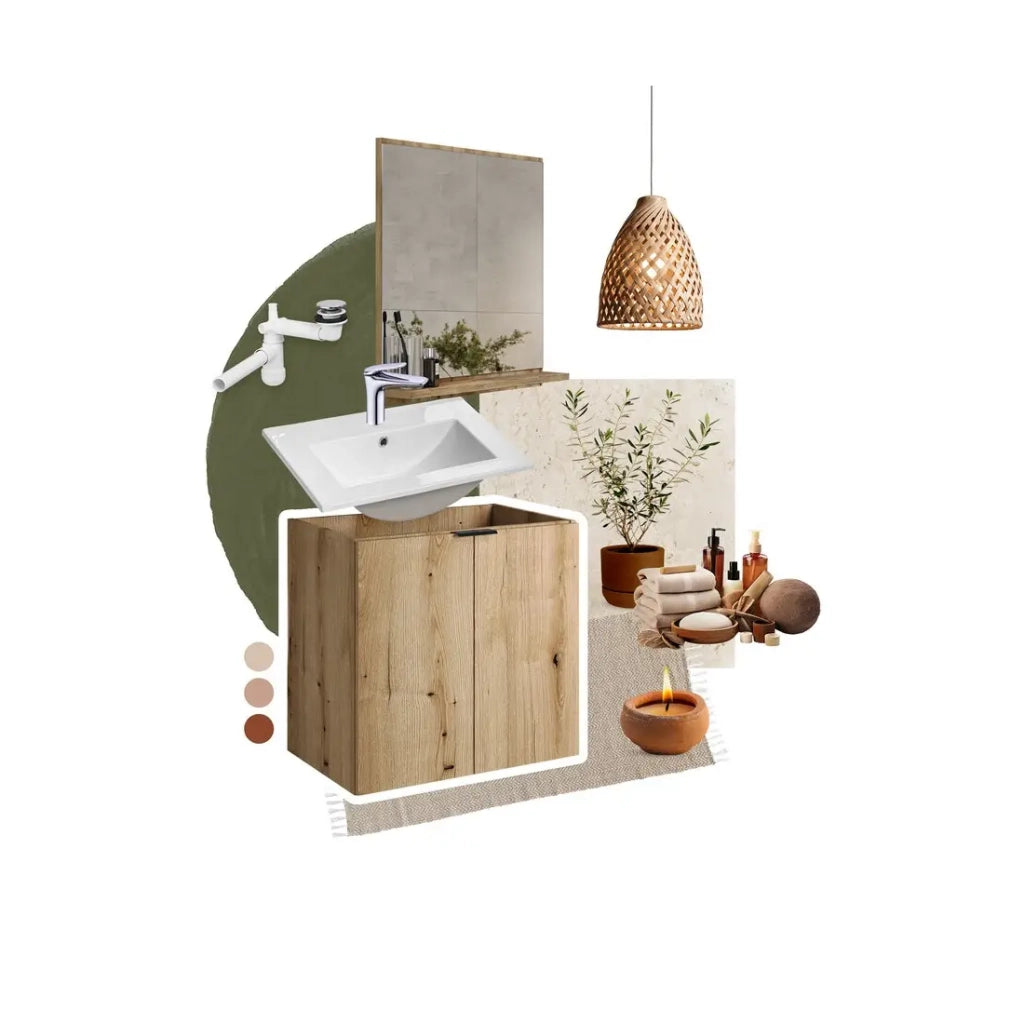 Specchio bagno rettangolare 57x60 cm con bordo contenitore