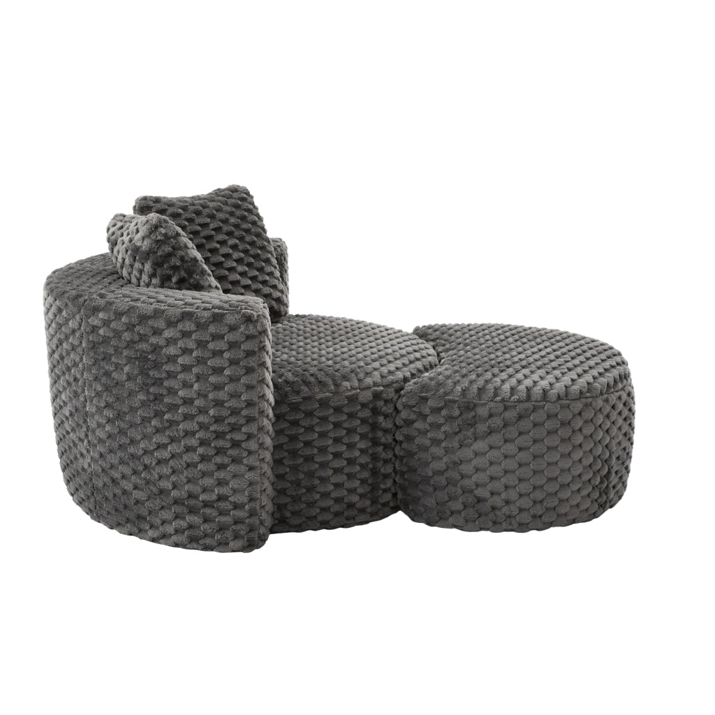 POLTRONA con pouf 130x115x103 cm in tessuto grigio scuro