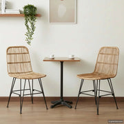 Sedia da pranzo 2 pcs Naturale 41 x 55 x 85 cm Rattan e acciaio