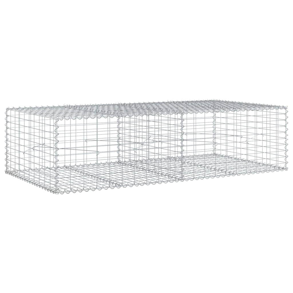 Gabbione recinto a gabbia muro di contenimento con coperchio 200 x 100 x 50 cm ferro zincato argento 02_0040142