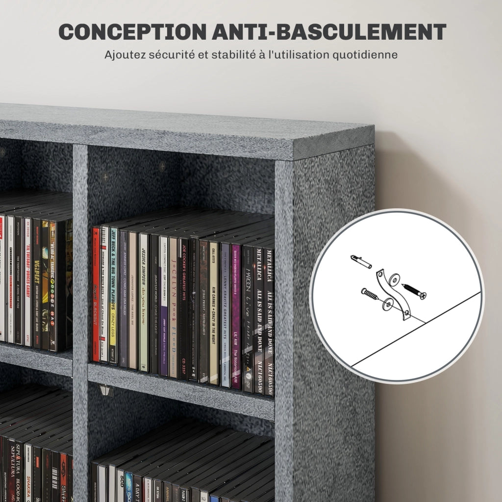 Libreria Mobile Porta CD/DVD ¨C Xylo ¨C Legno Grigio con Scaffale Ripiani Regolabili 89x130,5cm