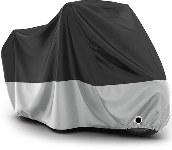 Motorhood Bagnoprotezione Esterno - Motorhood XL Impermeabile alla Polvere con Fessura per Ventilazione Impermeabile al Vento in Poliestere Nero Argento 220cmx105cmx125cm