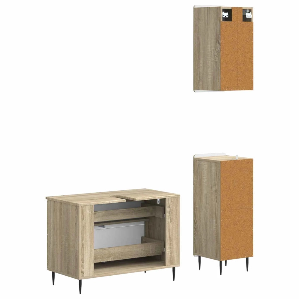 Set di armadietti da bagno in 3 pezzi ZWOLLE Rovere Sonoma 3417758