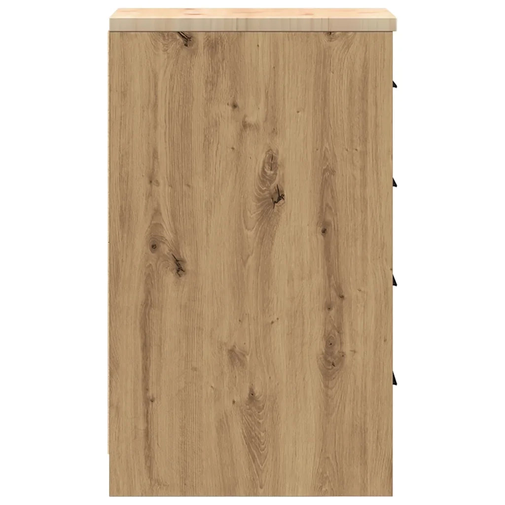 Mobiletto da garage in legno 30 x 51 x 85 cm con 4 ampi cassetti stile artigianale finitura pino e rovere 02_0051385