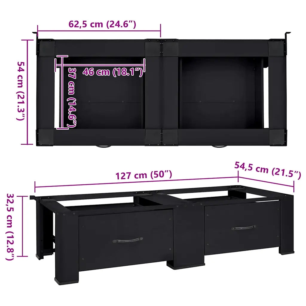 Pedestallo per Lavatrice 2 pcs Nero 127 x 54,5 x 32,5 cm 42022036
