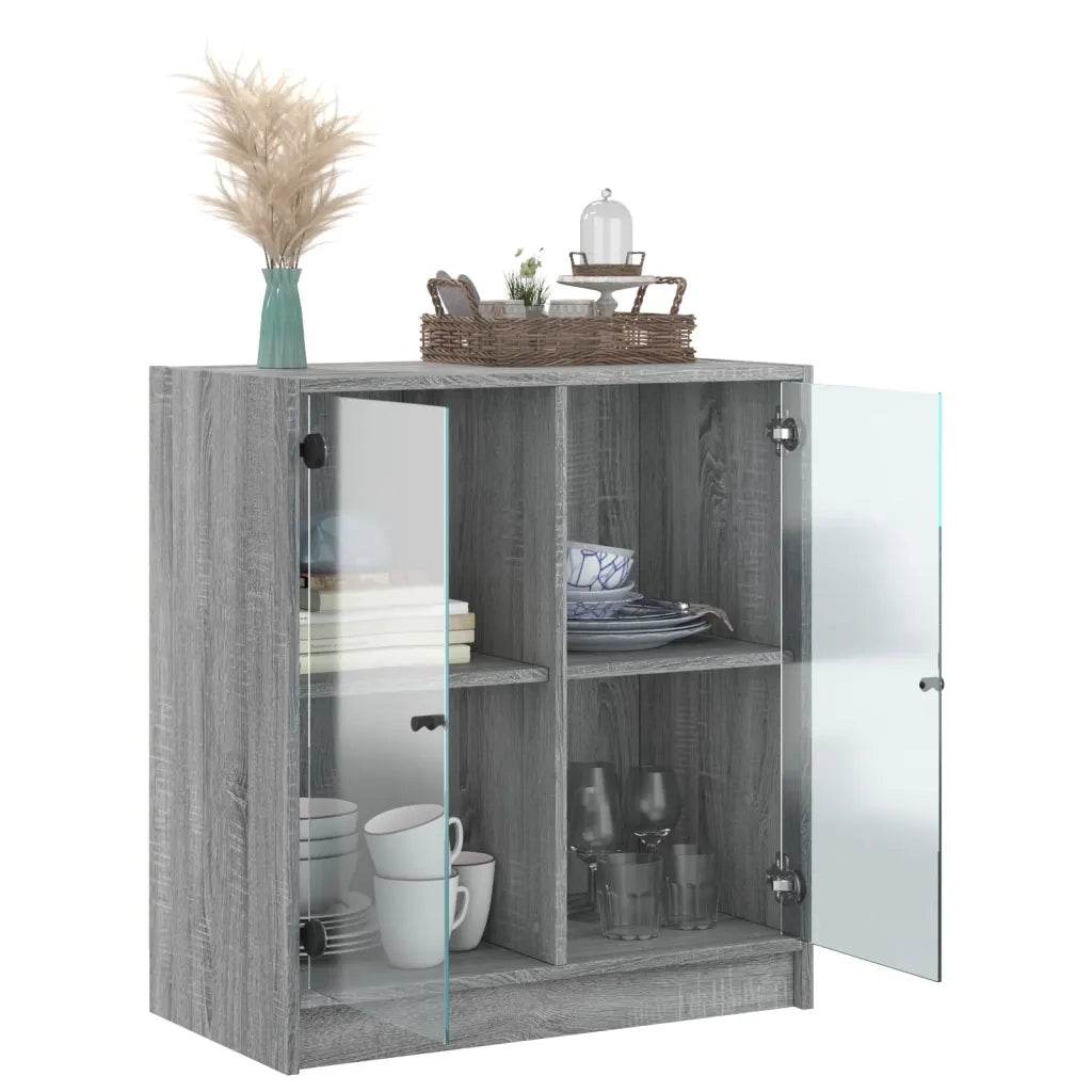 Mobile con Ante in Vetro Grigio Sonoma 68x37x75,5 cm 836425
