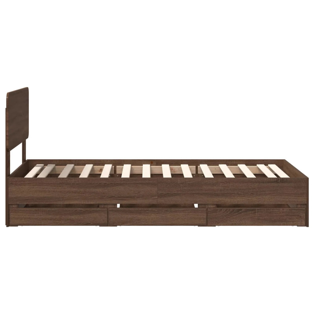 Struttura del letto con cassetto Quercia marrone 75 x 190 cm 3412240