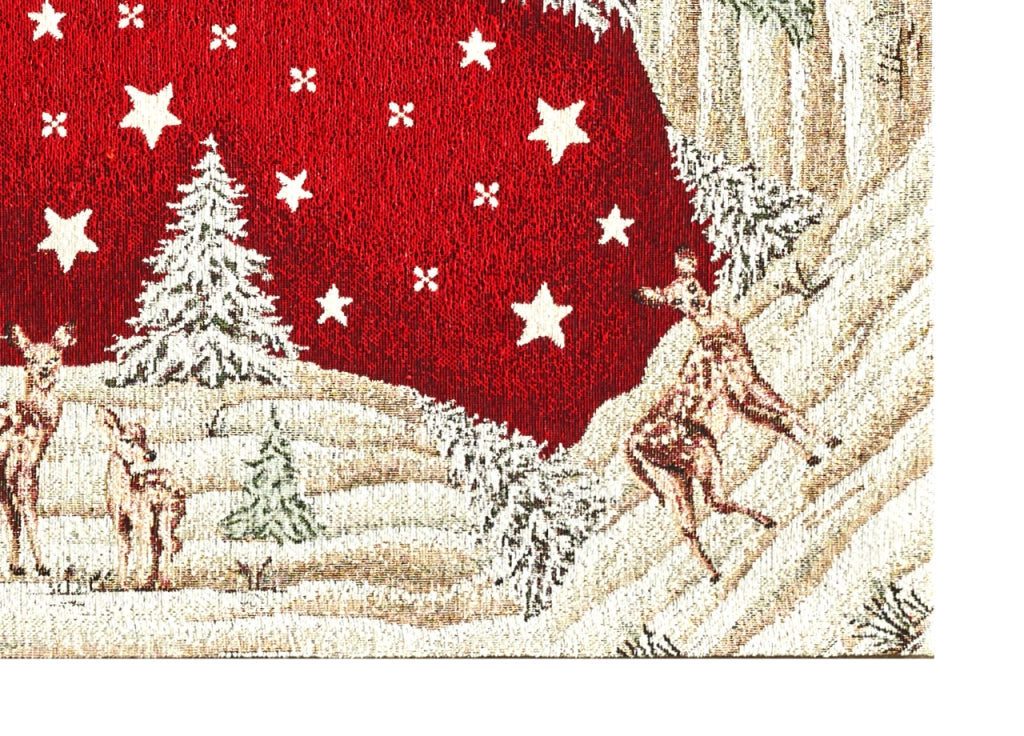 Tovaglia Centrotavola Centrino Tavolo Fantasie Natalizie Cinigliato Piazzato Made Italy - 90x90 - Chalet Red
