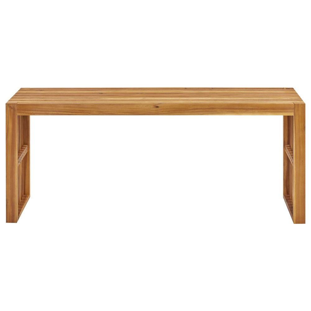 Tavolo da pranzo da giardino in legno massiccio di acacia chiaro 150 x 35 cm 4 posti a sedere rettangolare per interni esterni rustico