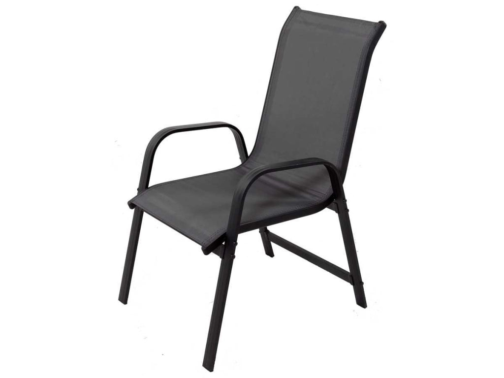 Sedia da giardino in alluminio e textilene PORTO - Phoenix - Grigio scuro - 2 pezzi