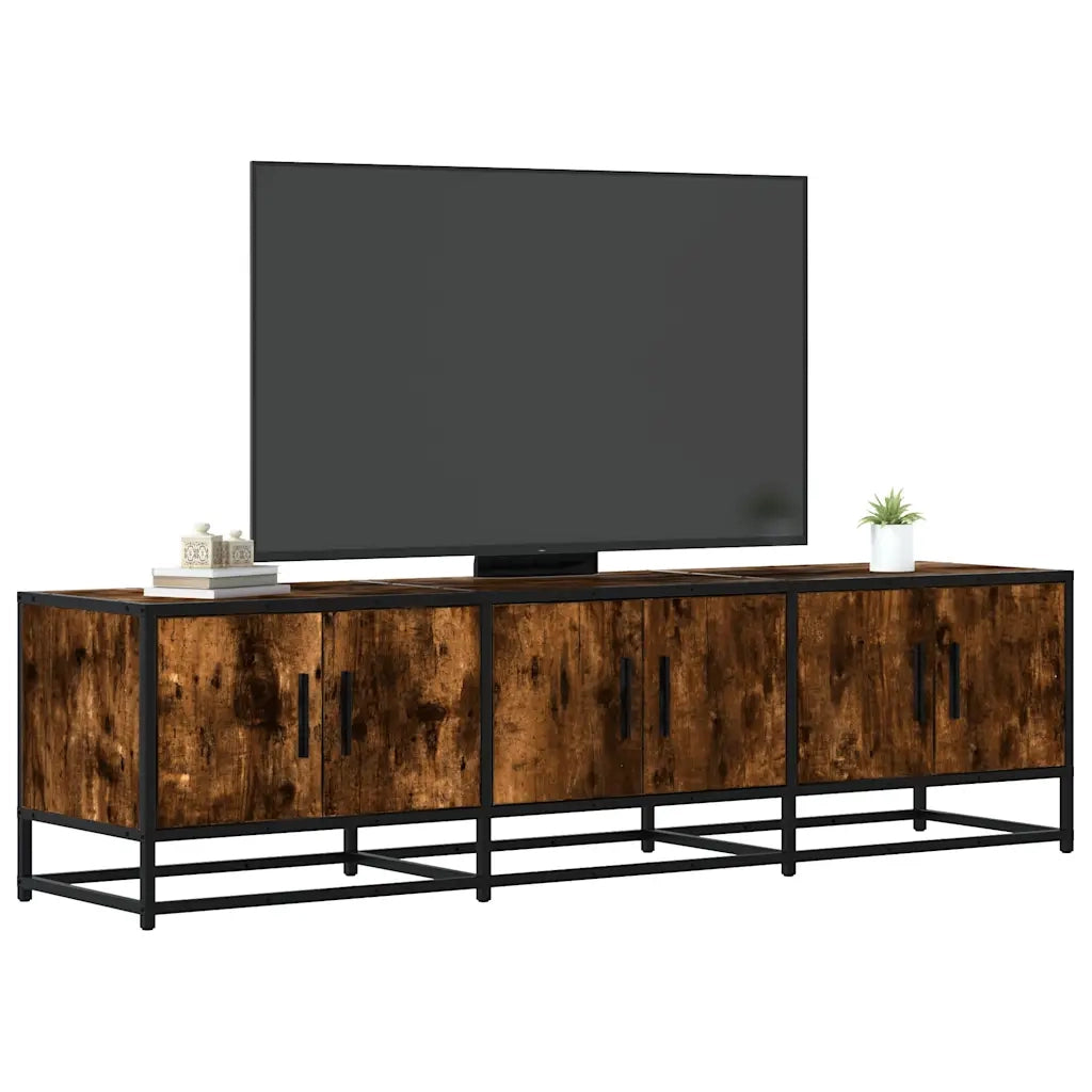 Mobile TV Rovere Fumo 150x35x41 cm in Truciolato e Metallo