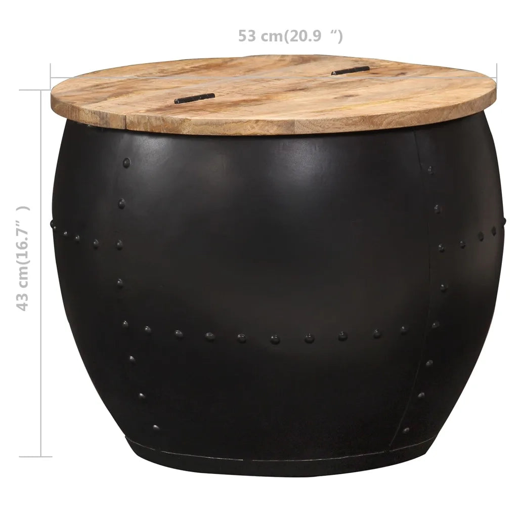 Tavolino da Salotto Rotondo 53x43 cm in Legno Massello di Mango 287484