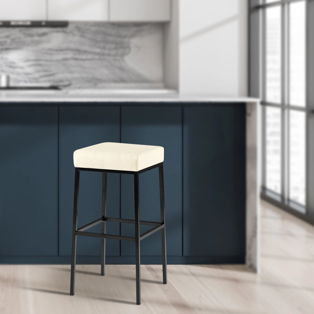 Set 2 sgabelli bar Montreal in similpelle nero,crema