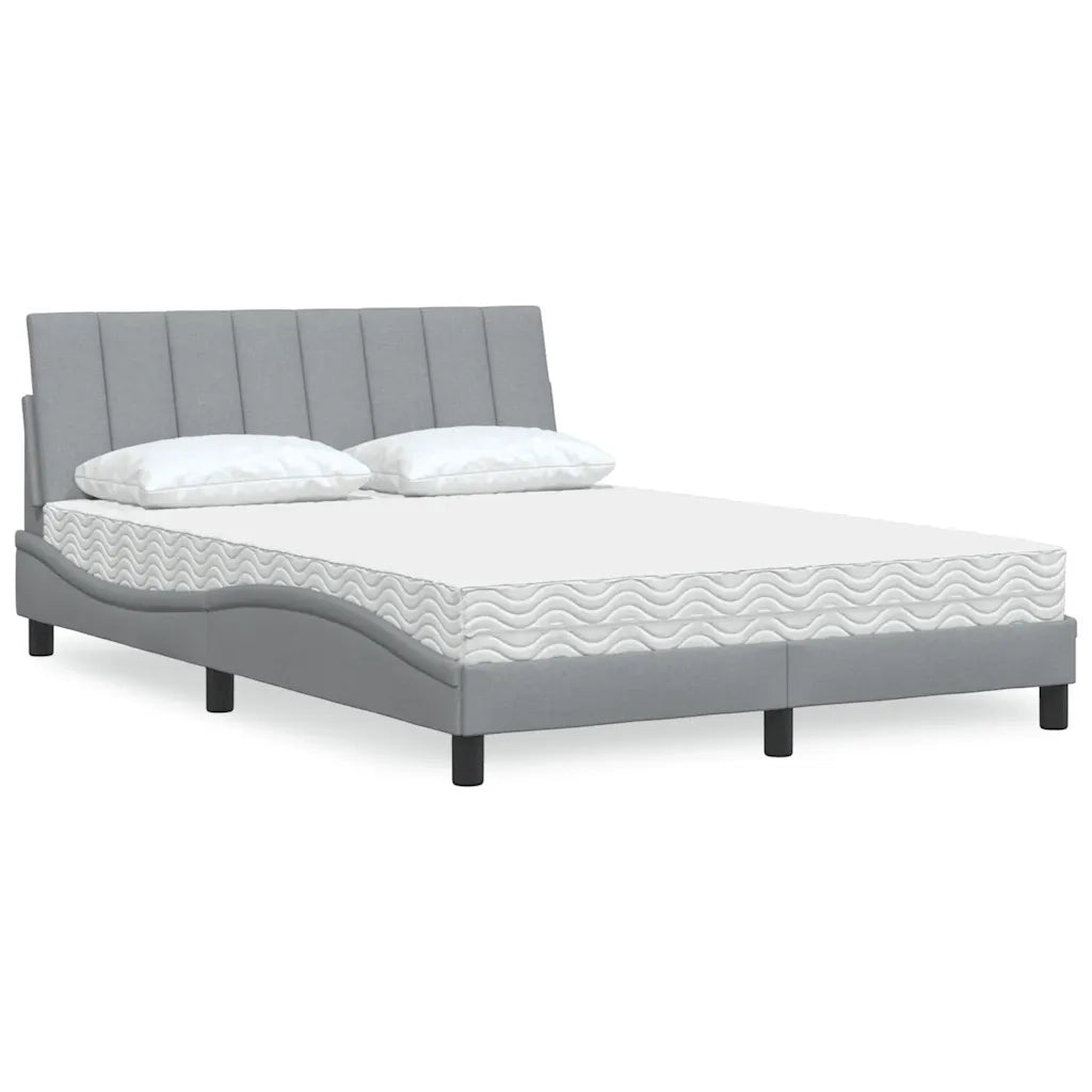 Letto con Materasso Hanko Grigio Chiaro 140x190cm Tessuto 3310524