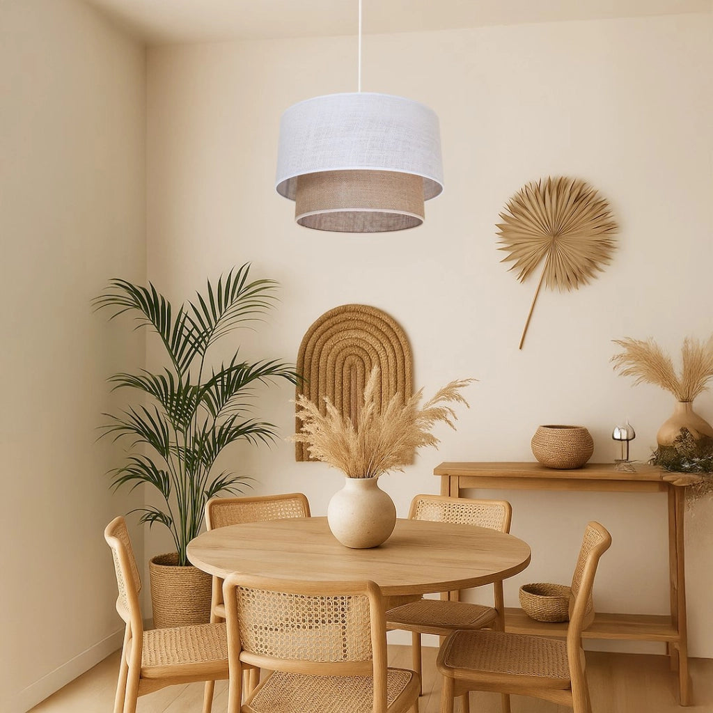Lampada a sospensione BUENO juta bianco/beige E27 Milagro