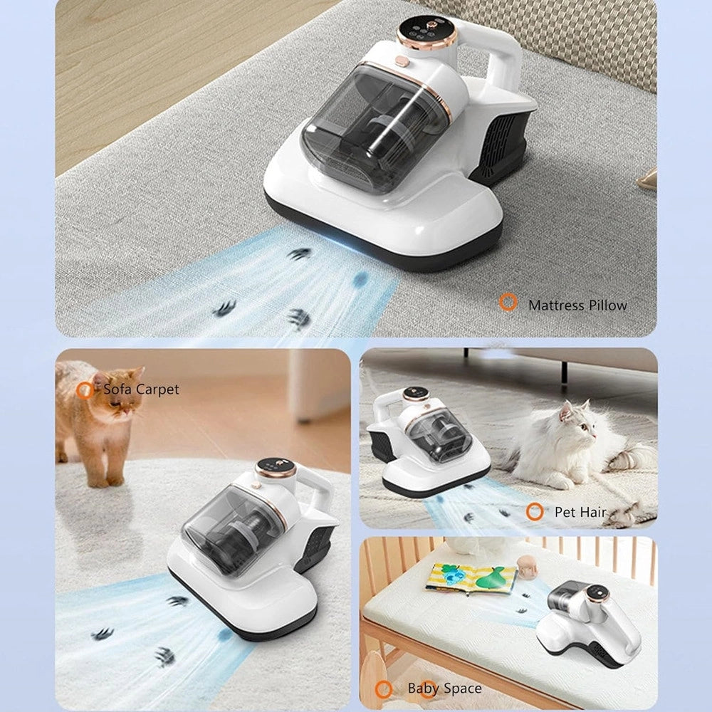 Trade Shop - Aspirapolvere Senza Fili Portatile Rimuovi Acari Con Dopρρια Tazza 3 Velocità Tecnologia Uv-c -