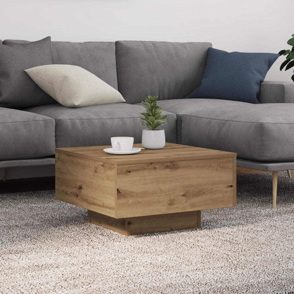 Tavolino da caffÃ¨  con luci LED Rovere Artigianale 55x55x31 cm