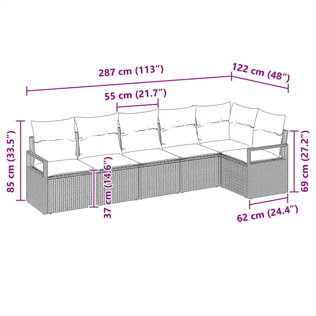 Set di divani 6 pcs Beige polyrattan 3346400