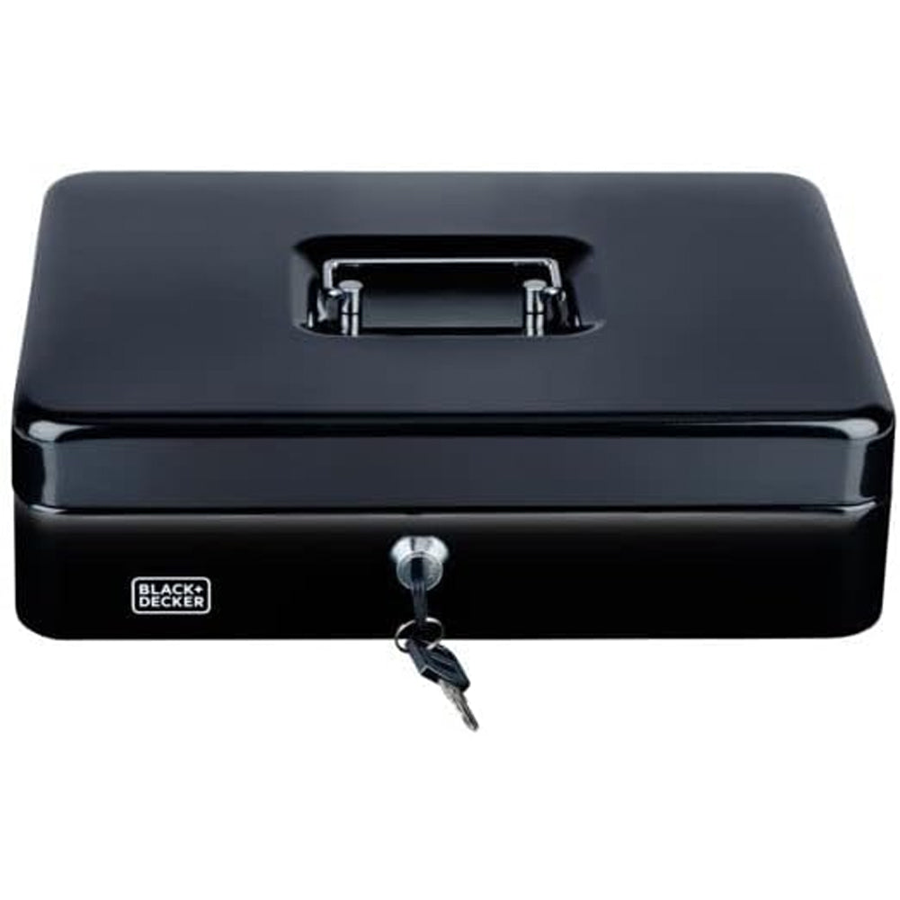 Cassettina Portavalori Nera a 4 Scomparti con Raccoglitore di Monete con 2 Chiavi Black & Decker