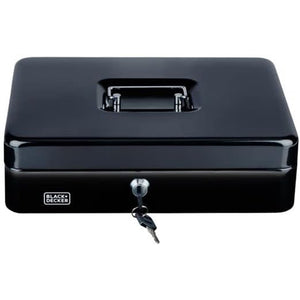 Cassettina Portavalori Nera a 4 Scomparti con Raccoglitore di Monete con 2 Chiavi Black & Decker