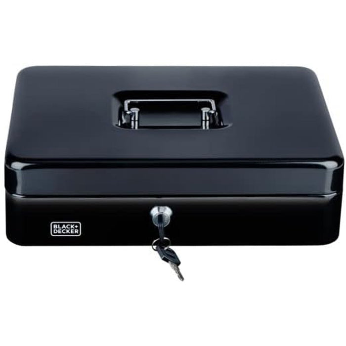Cassettina Portavalori Nera a 4 Scomparti con Raccoglitore di Monete con 2 Chiavi Black & Decker