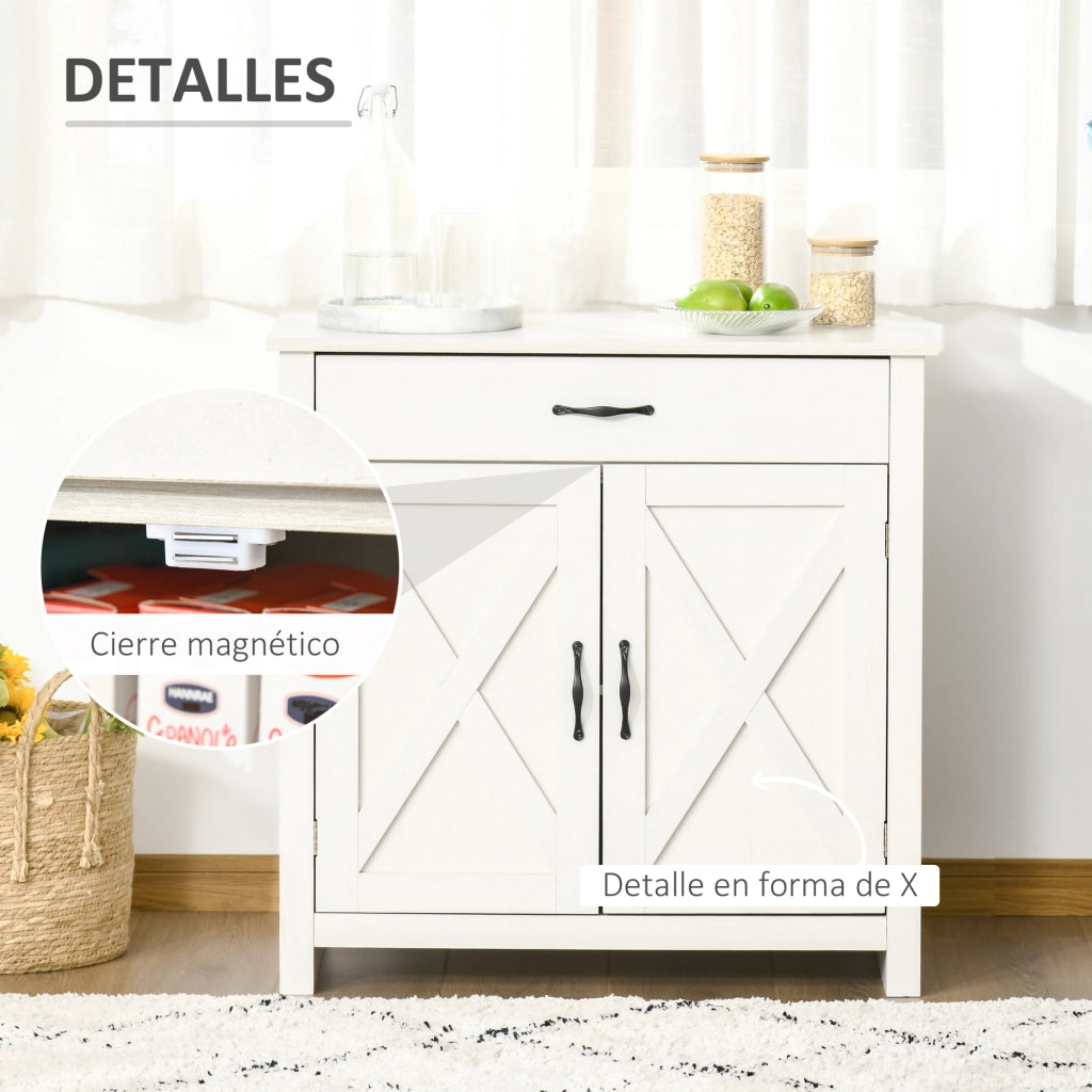 Tavolo da cucina con cassetti ¨C zephmum ¨C 80x39.7x80 cm bianco lavato