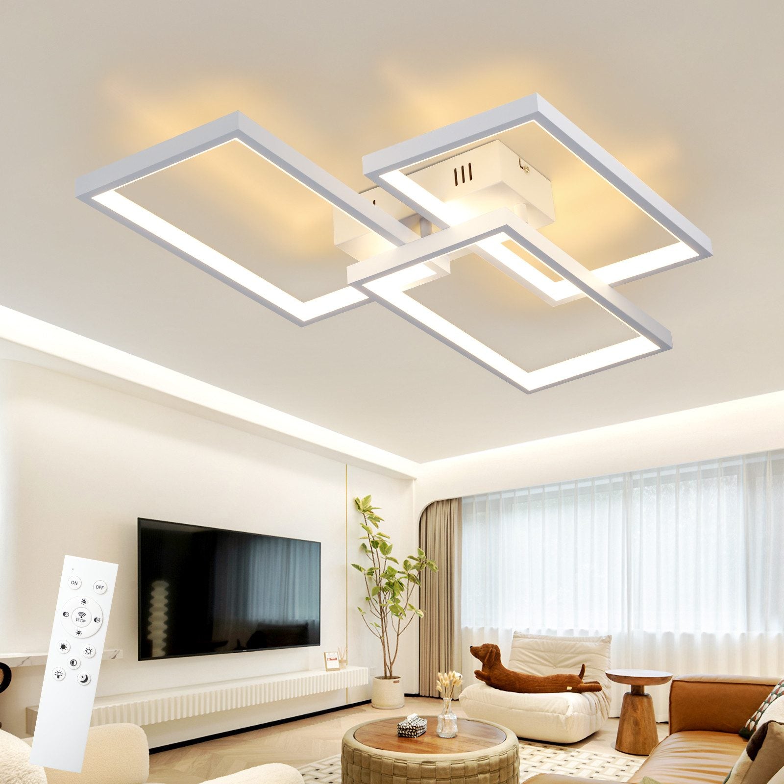 ZMH Lampada da soffitto LED moderna metallo telecomando 3 luci per camera letto