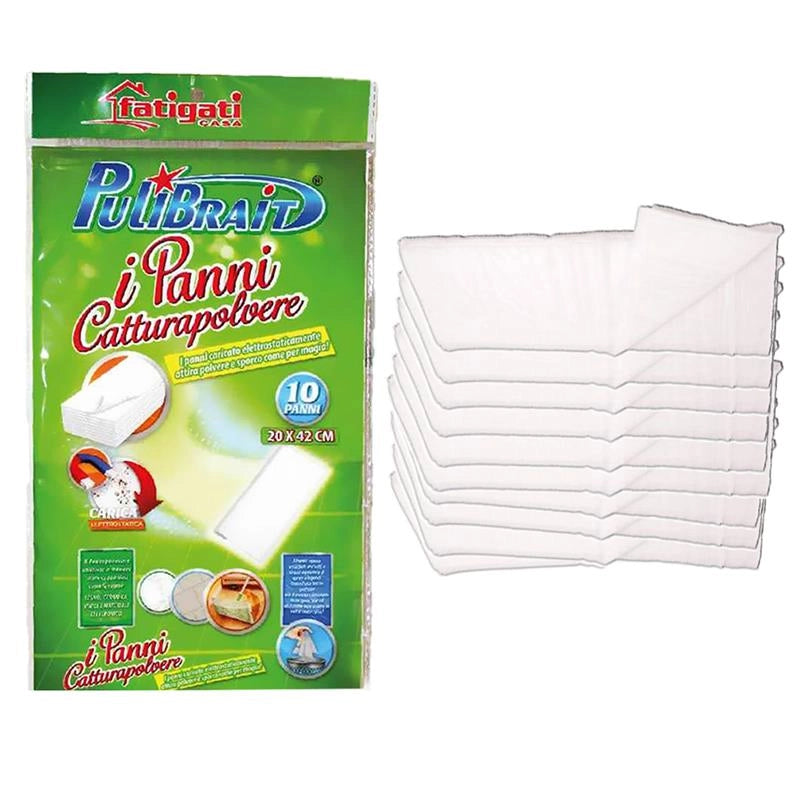PANNO CATTURA POLVERE E SPORCO10 PZ CON CARICA ELETTROSTATICA PER TUTTE LE SUPERFICI 20X42 CM