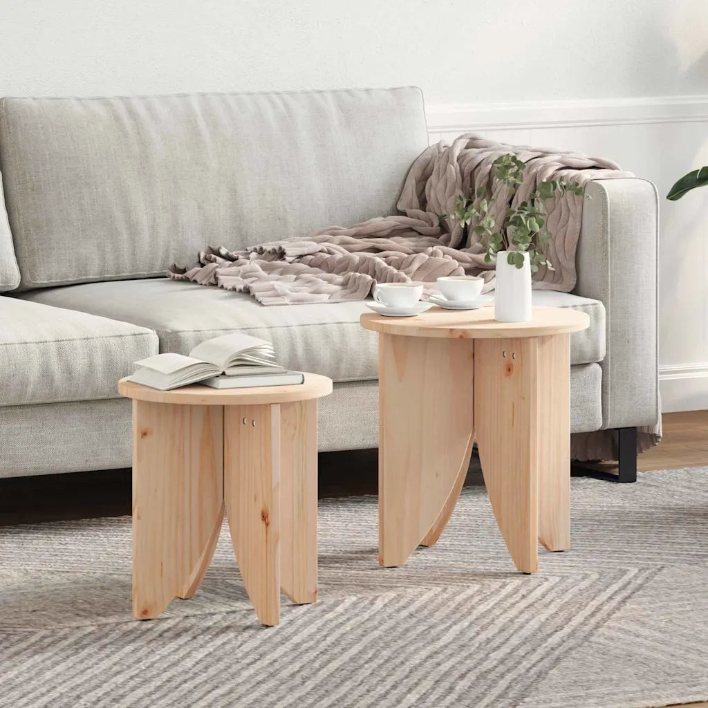 vidaXL Tavolino da salotto 2 pcs Naturale 41,5 x 41,5 x 44 cm